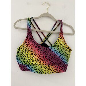 Zyia Active Rainbow Cheetah Print Padded Sports Bra Size XXL Athleisure